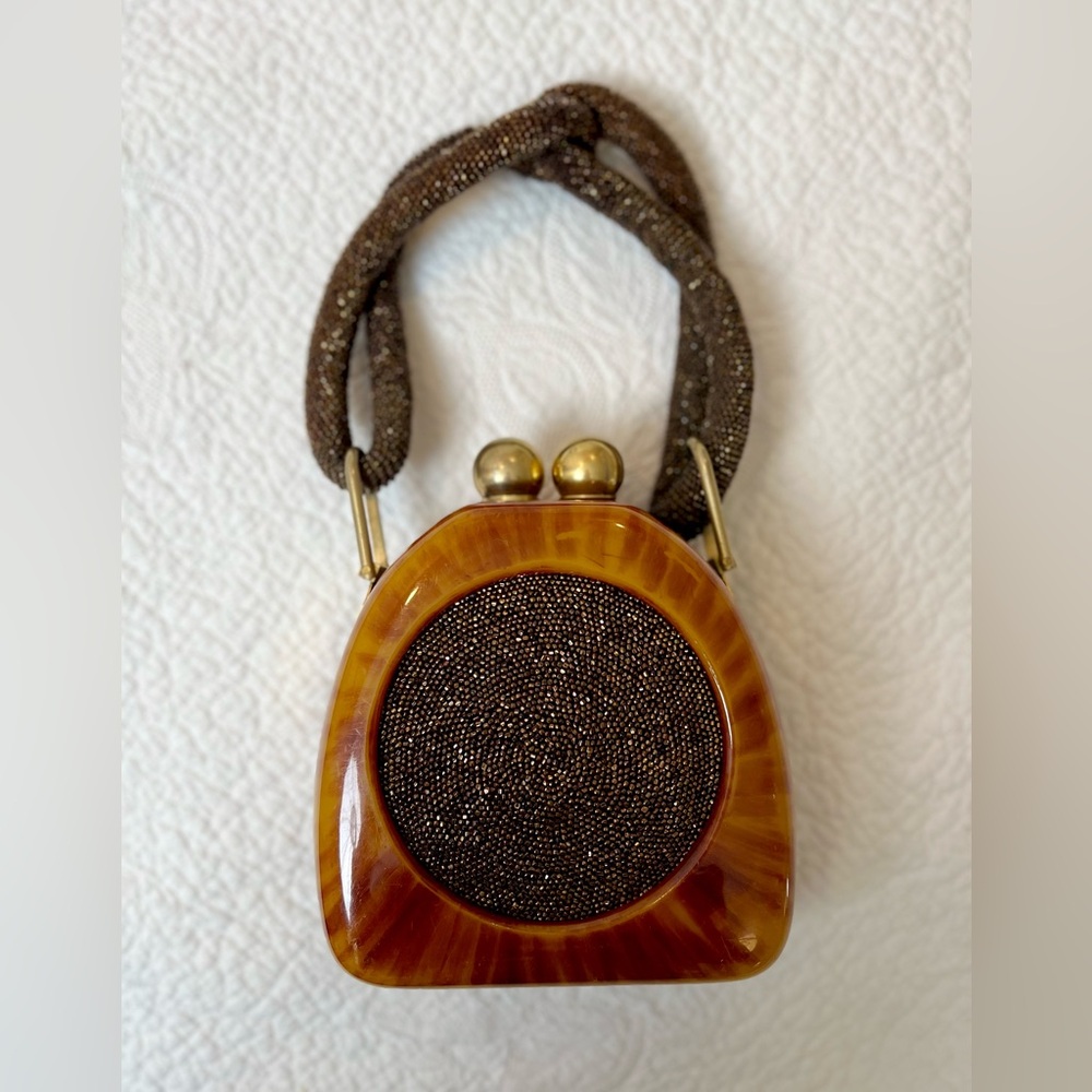 Vintage Beaded and Tortoise Shell Bakelite Purse